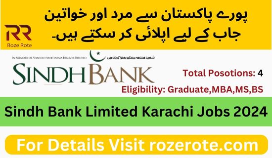 Sindh Bank Limited Karachi Jobs 2024
